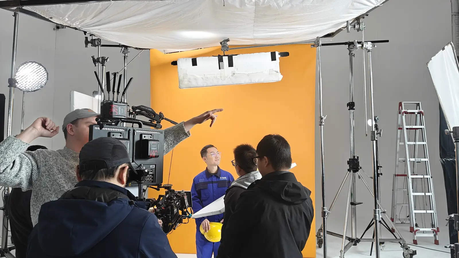 China film production crew on location